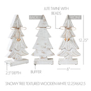Snowy Tree Textured Wooden White 12.25x6x2.5