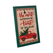 The Most Wonderful Time Truck Burlap Wall Hanging Sign 13x9