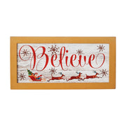 Believe Santa Sleigh Framed Wall Hanging Sign 6x12