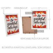 Be Grateful Always Fall Leaves Wall Sign 12x10