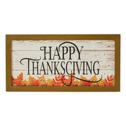 Shiplap Happy Thanksgiving Fall Leaves Wall Sign 8x16