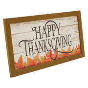 Shiplap Happy Thanksgiving Fall Leaves Wall Sign 8x16