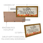 Shiplap Happy Thanksgiving Fall Leaves Wall Sign 8x16