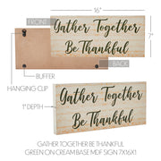 Gather Together Be Thankful Green on Cream Base MDF Sign 7x16