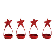 Star Tealight Holder Barn Red Set of 4 4x1.75x1.75