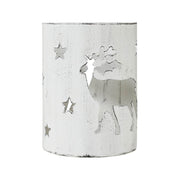 Winter Walk Distressed White Metal Candle Holder 6x4.25x4.25