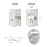 Winter Walk Distressed White Metal Candle Holder 6x4.25x4.25