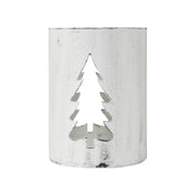 Evergreen Distressed White Metal Candle Holder 6x4.25x4.25