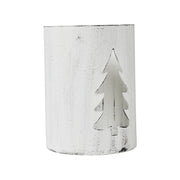 Evergreen Distressed White Metal Candle Holder 6x4.25x4.25