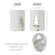 Evergreen Distressed White Metal Candle Holder 6x4.25x4.25