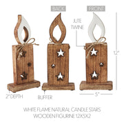 White Flame Natural Candle w/ Stars Wooden Figurine 12x5x2