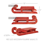Red Sled Wooden Figurine 16x6x2.75