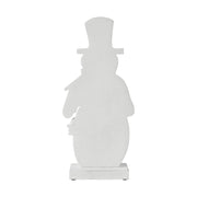 Snowman With Welcome Sign Carved Wooden Figurine 16x7x2.25
