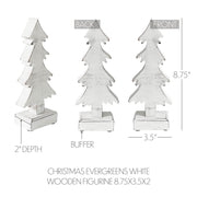 Christmas Evergreens White Wooden Figurine 8.75x3.5x2
