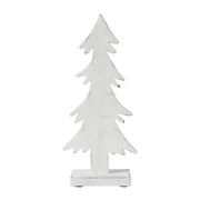 Christmas Evergreens White Wooden Figurine 16.5x7.25x2.5