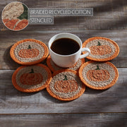 Harvest Blessings Natural Stencil Pumpkin Coaster Set of 6