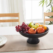 Ribbed Black Wooden Bowl 12x12x5.5