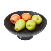 Ribbed Black Wooden Bowl 12x12x5.5