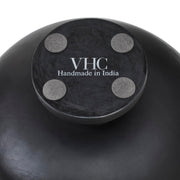 Ribbed Black Wooden Bowl 12x12x5.5