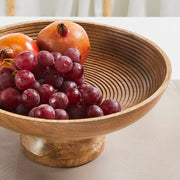 Ribbed Natural Wooden Bowl 12x12x5.5