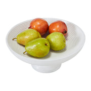 Ribbed White Wooden Bowl 12x12x5.75
