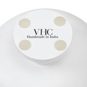 Ribbed White Wooden Bowl 12x12x5.75