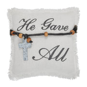Celebrate Grace He Gave All Cross Ornament Pillow 9x9