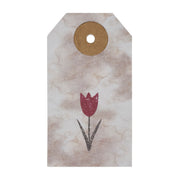 Spring In Bloom Tea Stained Red Tulip Paper Tag 2.75x1.5 w/ Twine Set of 50