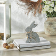 Bunny Hop Wooden Sitting Bunny Grey w/ Natural Beads 8x5x1