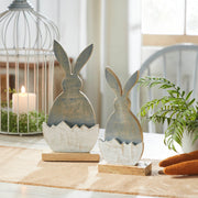 Bunny Hop Wooden Half Egg w/ Grey Bunny Silhouette 10.5x5x2.5