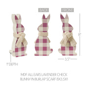Bunny Hop All Ears Lavender Check Bunny In Burlap Scarf 8x3.5x1