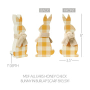Bunny Hop All Ears Honey Check Bunny In Burlap Scarf 8x3.5x1