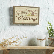 Bunny Hop Spring Blessings Framed Wall Sign 6.5x10x1