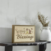 Bunny Hop Spring Blessings Framed Wall Sign 6.5x10x1