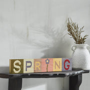 Bunny Hop Multicolor SPRING Block Sign 3x16x0.75
