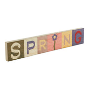 Bunny Hop Multicolor SPRING Block Sign 3x16x0.75
