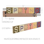 Bunny Hop Multicolor SPRING Block Sign 3x16x0.75