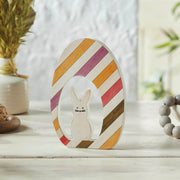 Bunny Hop Bunny In Striped Egg 8x5.5x0.75