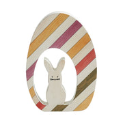 Bunny Hop Bunny In Striped Egg 8x5.5x0.75