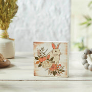 Bunny Hop Floral Bunny Block Sign 5x5x1