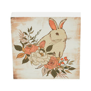 Bunny Hop Floral Bunny Block Sign 5x5x1
