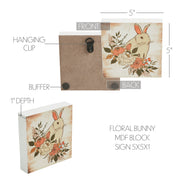 Bunny Hop Floral Bunny Block Sign 5x5x1