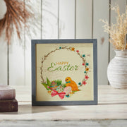 Bunny Hop Happy Easter Chick & Wreath Wall Sign 12x12x0.5