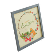 Bunny Hop Happy Easter Chick & Wreath Wall Sign 12x12x0.5