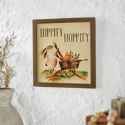 Bunny Hop Hippity Hoppity Bunny & Carrot Wagon Wall Sign 12x12x0.5