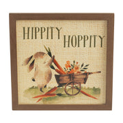 Bunny Hop Hippity Hoppity Bunny & Carrot Wagon Wall Sign 12x12x0.5