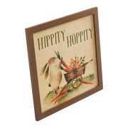 Bunny Hop Hippity Hoppity Bunny & Carrot Wagon Wall Sign 12x12x0.5