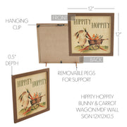 Bunny Hop Hippity Hoppity Bunny & Carrot Wagon Wall Sign 12x12x0.5