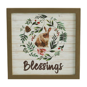Bunny Hop Blessings Bunny & Wreath Wall Sign 12x12x0.5