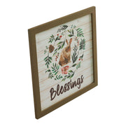 Bunny Hop Blessings Bunny & Wreath Wall Sign 12x12x0.5